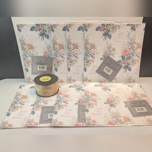 Vintage Floral Gift Wrap Image Craft 8 packages New with roll of ribbon